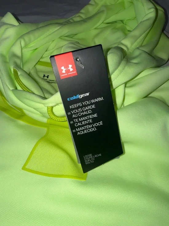 Under Armour Neon Yellow Hooded Pullover Hoodie - Picture 3 of 7